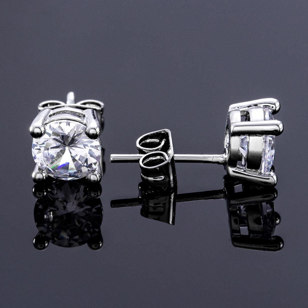 Classic Stud Earrings In White Gold With Clean Street Luxury Style