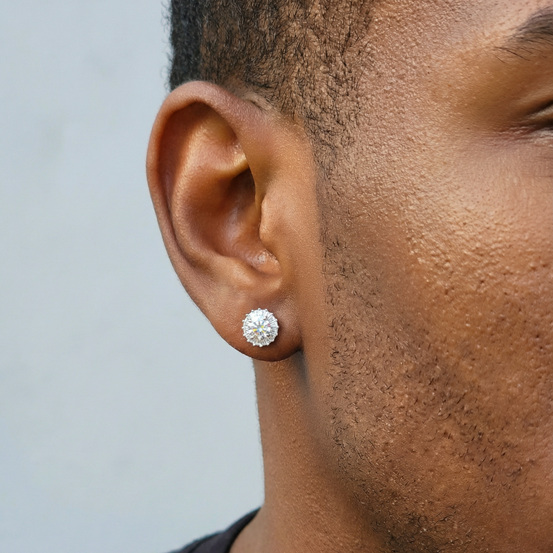 Brilliant Round Shaped Halo Stud Earring Iced Out Shine With Street Luxury - Image 3
