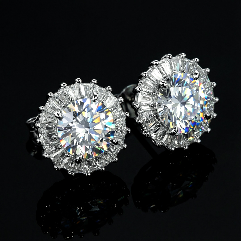 Brilliant Round Shaped Halo Stud Earring Iced Out Shine With Street Luxury - Image 4