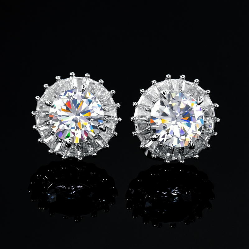 Brilliant Round Shaped Halo Stud Earring Iced Out Shine With Street Luxury - Image 5