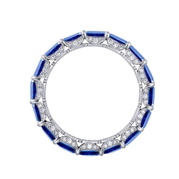 Sapphire Emerald Cut Eternity Band Ring With Bold Statement Appeal - Image 3
