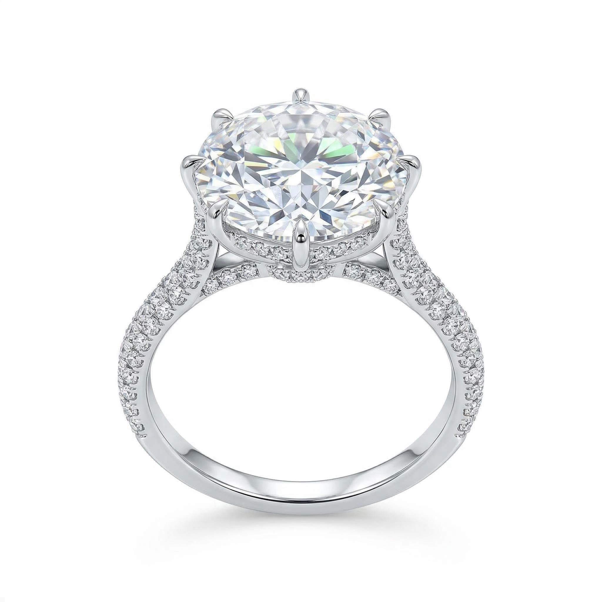 Classic 8-claw Round Cut Engagement Ring Silver With Street Luxury Shine - Image 4