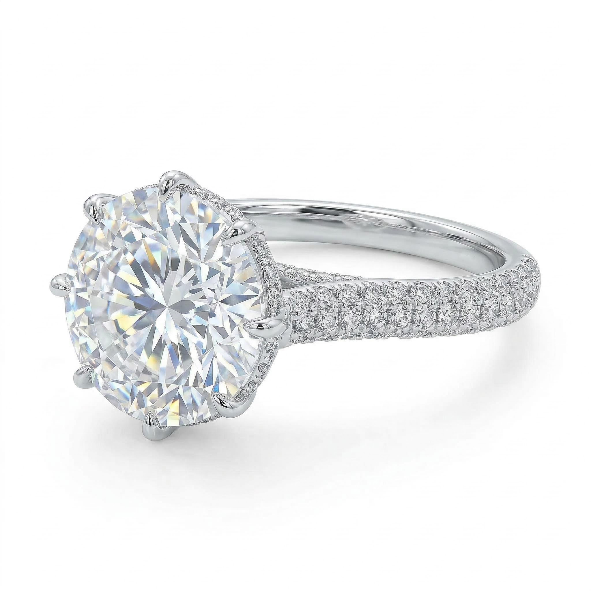 Classic 8-claw Round Cut Engagement Ring Silver With Street Luxury Shine - Image 5