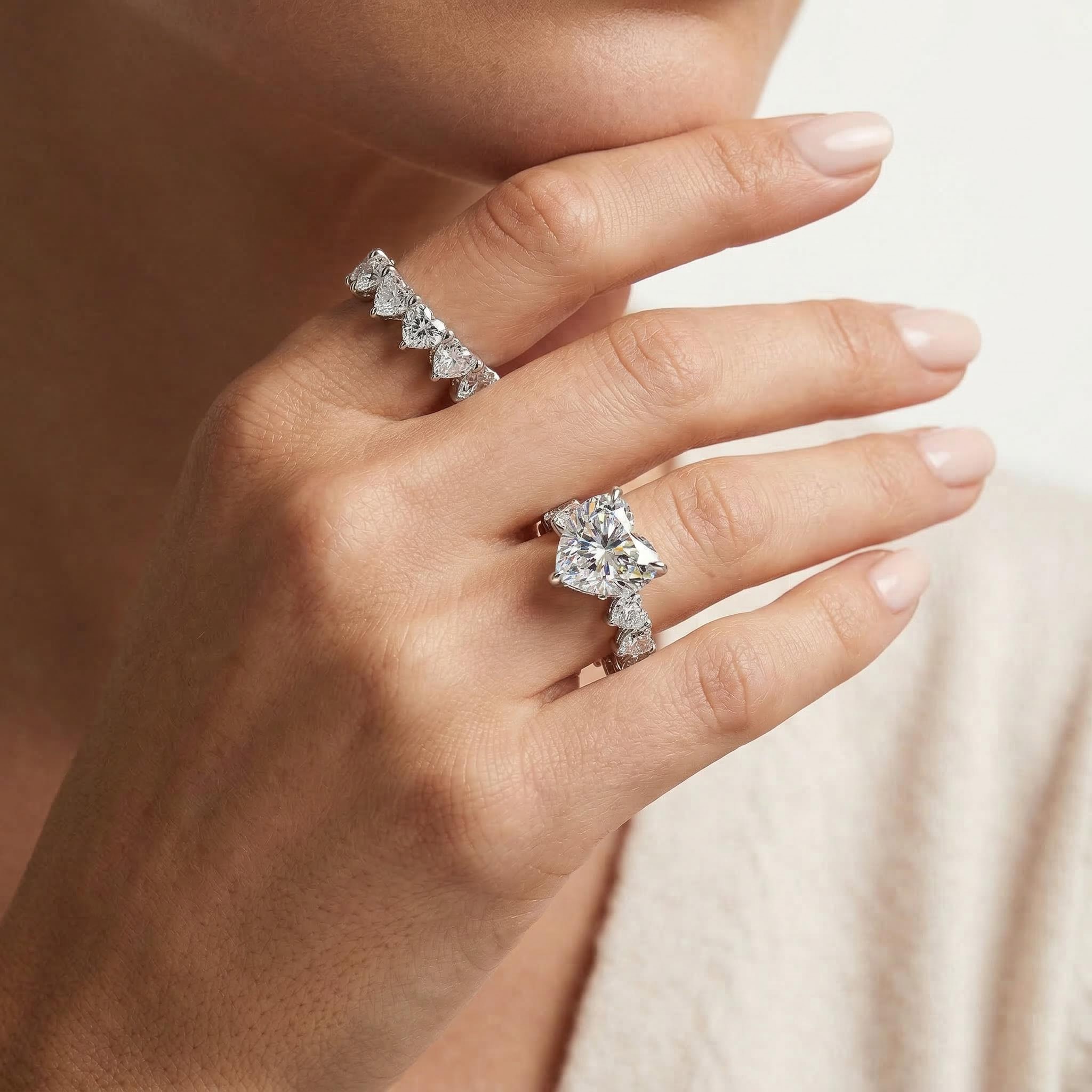 Eternity Heart Cut S925 Silver Ring Set With Street Luxury Shine - Image 3