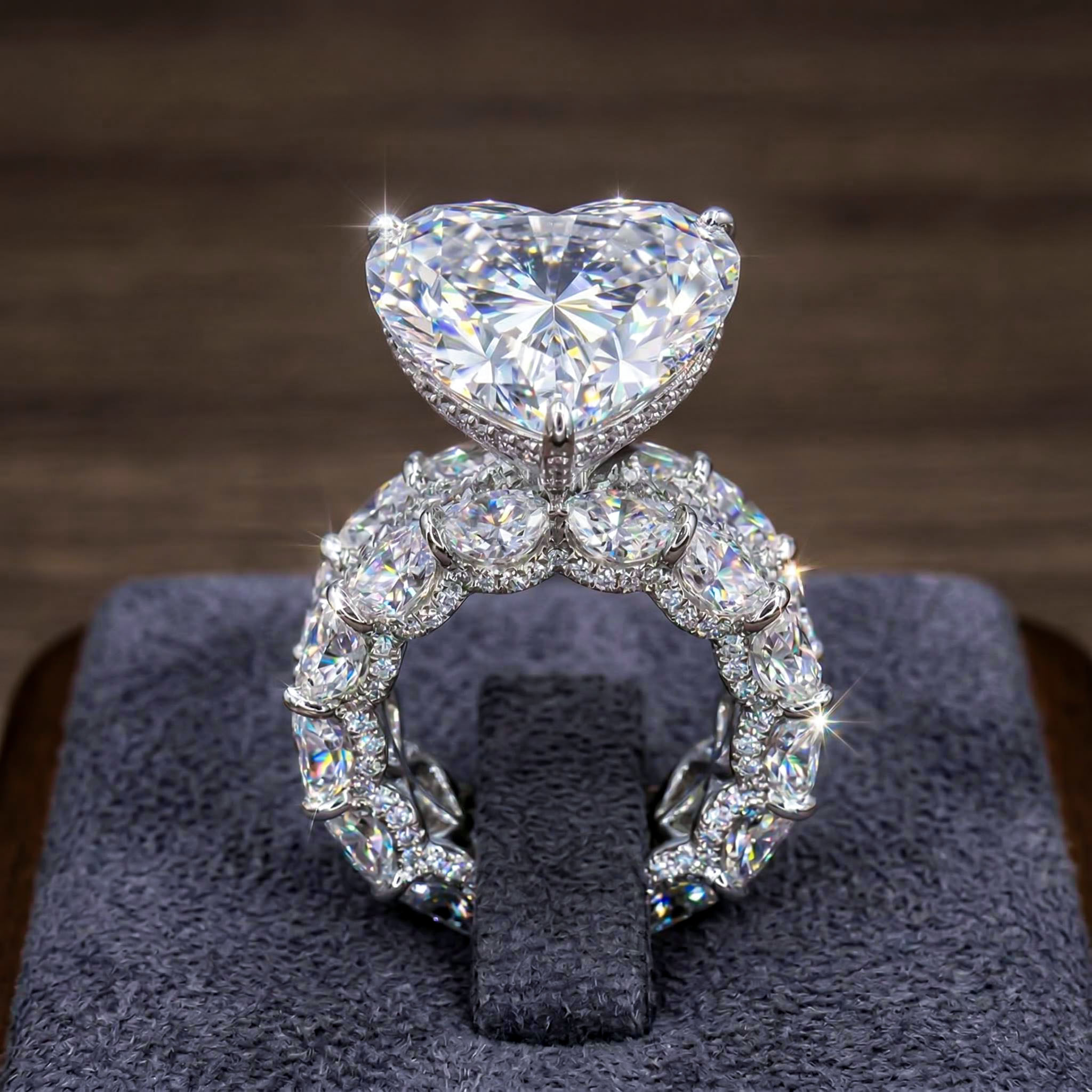 Eternity Heart Cut S925 Silver Ring Set With Street Luxury Shine - Image 4