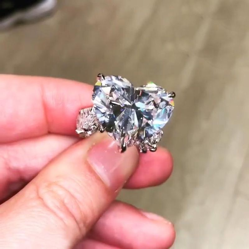Eternity Heart Cut S925 Silver Ring Set With Street Luxury Shine - Image 7