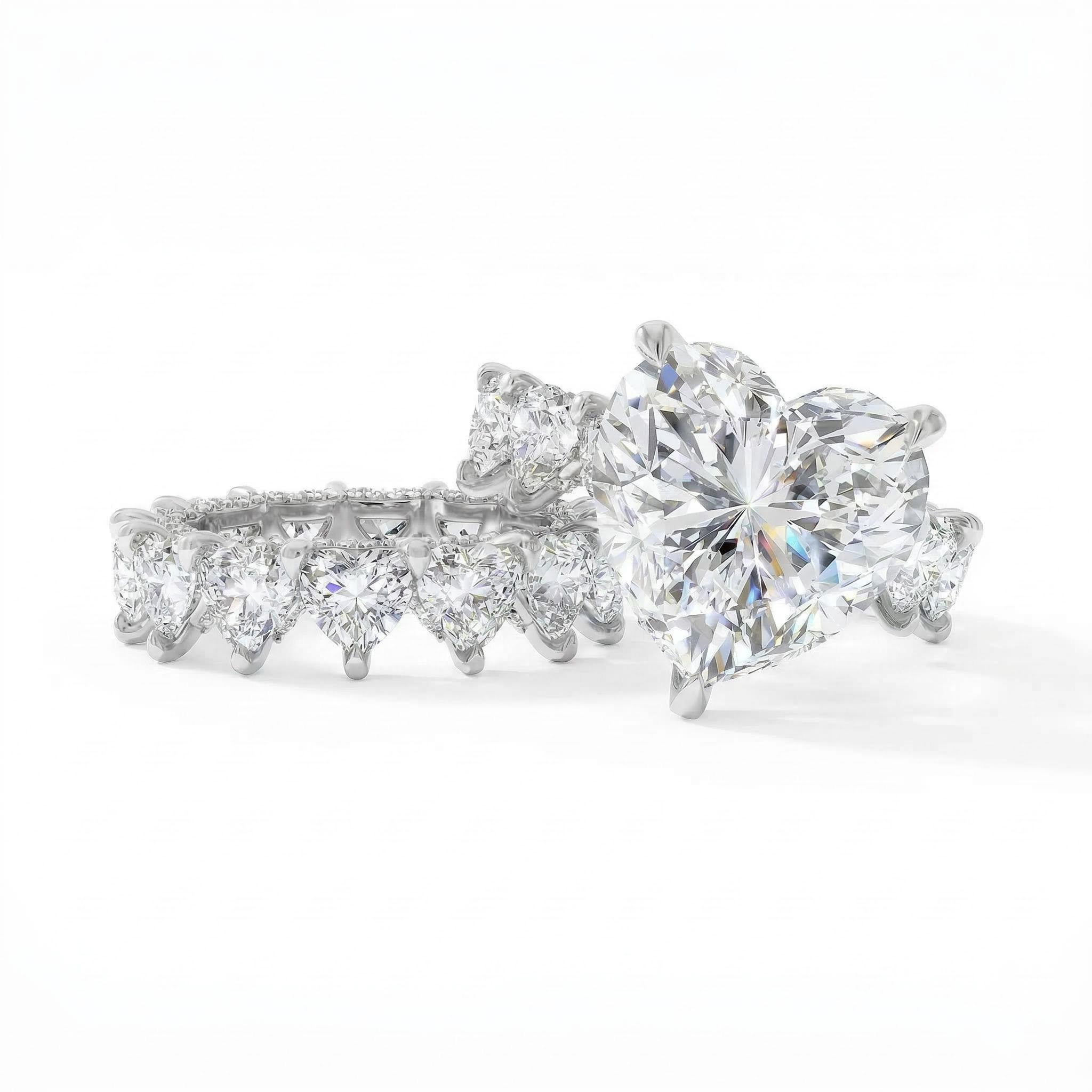 Eternity Heart Cut S925 Silver Ring Set With Street Luxury Shine