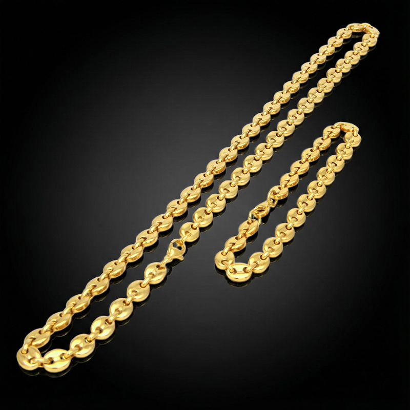 7mm 8 Stainless Steel Coffee Bean Bracelet In Gold With Gold Shine - Image 4