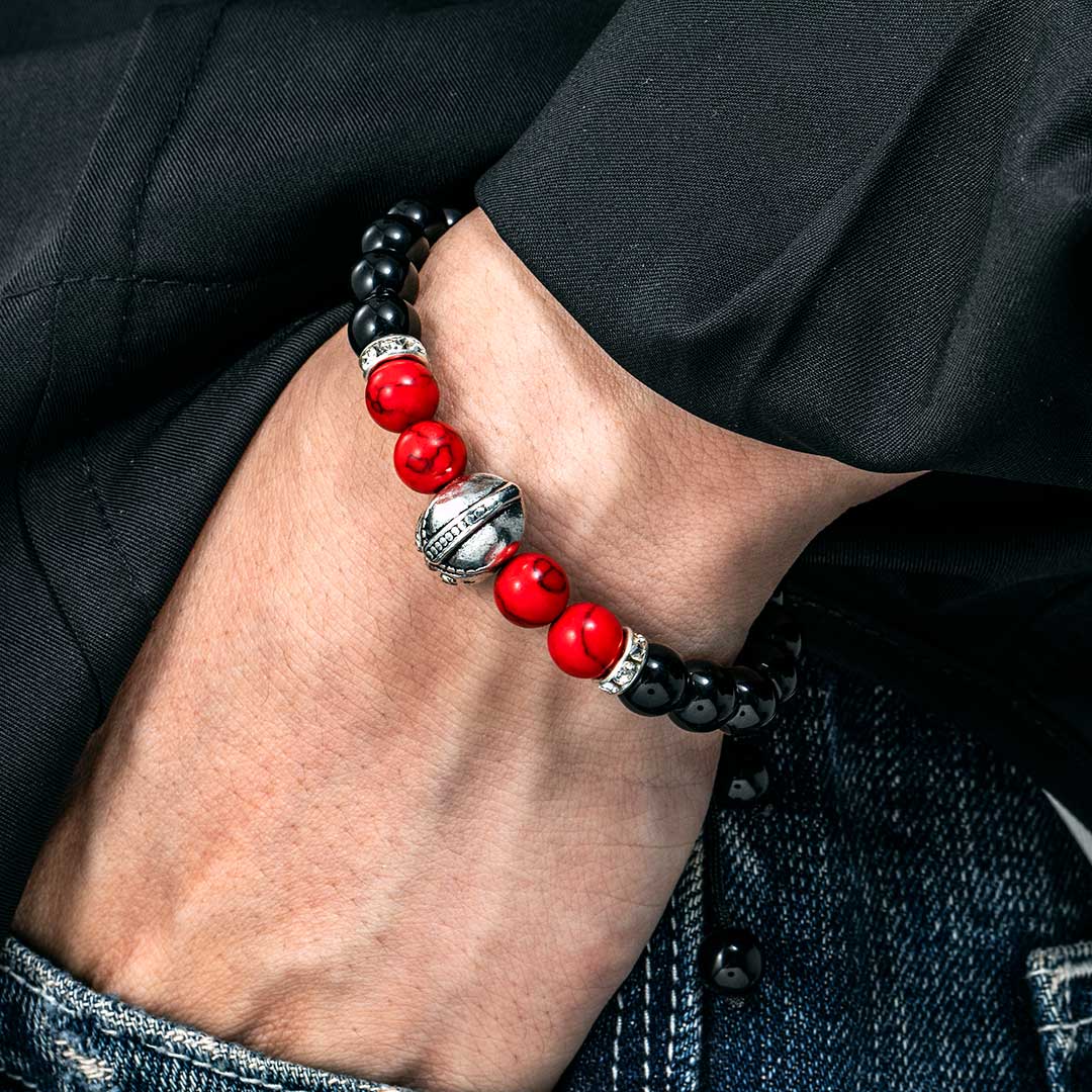 Spartan Warrior Helmet Beaded Bracelet Silver With Street Luxury Shine - Image 3