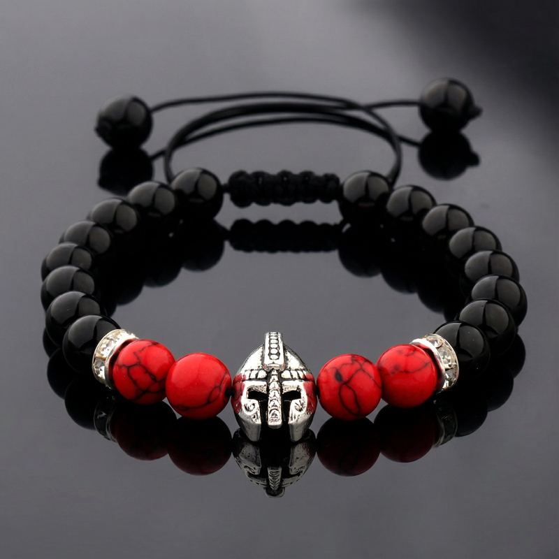 Spartan Warrior Helmet Beaded Bracelet Silver With Street Luxury Shine - Image 5