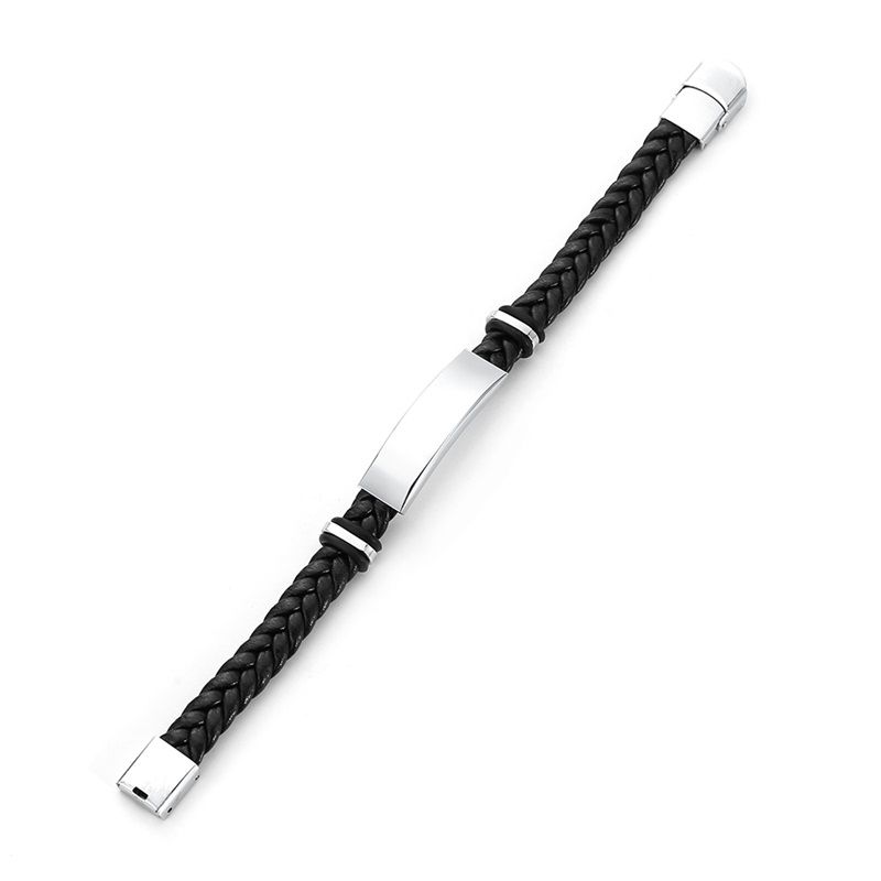 Street Luxury Men's Engraved Braid Leather Bracelet With Stainless Steel - Image 7