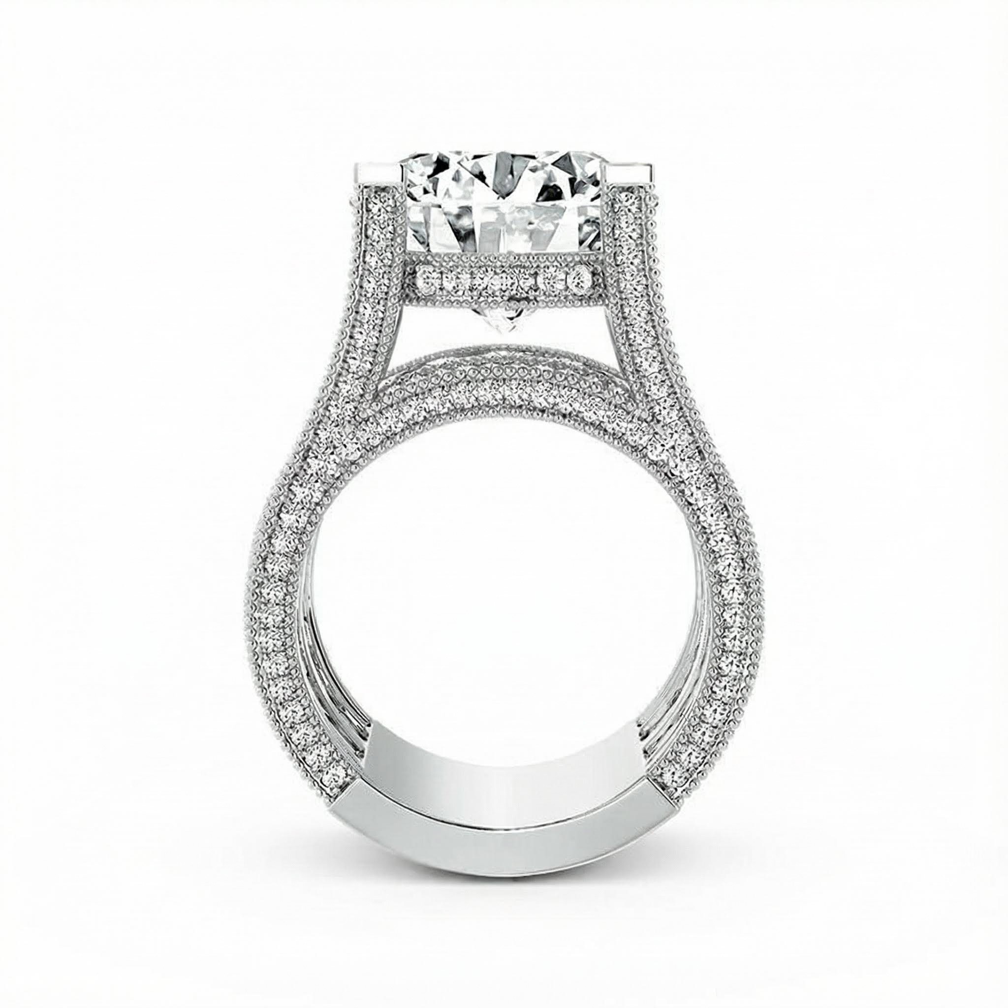 Round Brilliant Cut S925 Sterling Silver Engagement Ring With Silver Shine - Image 3