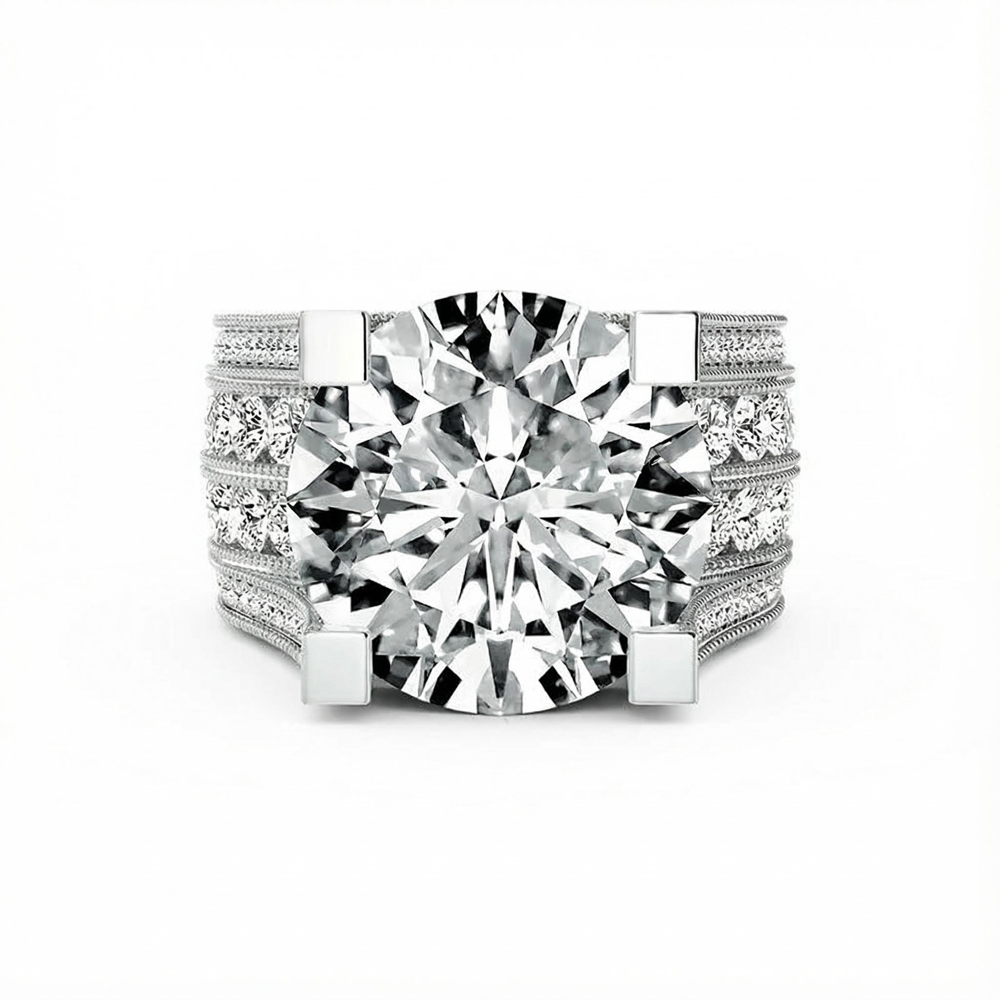Round Brilliant Cut S925 Sterling Silver Engagement Ring With Silver Shine - Image 5