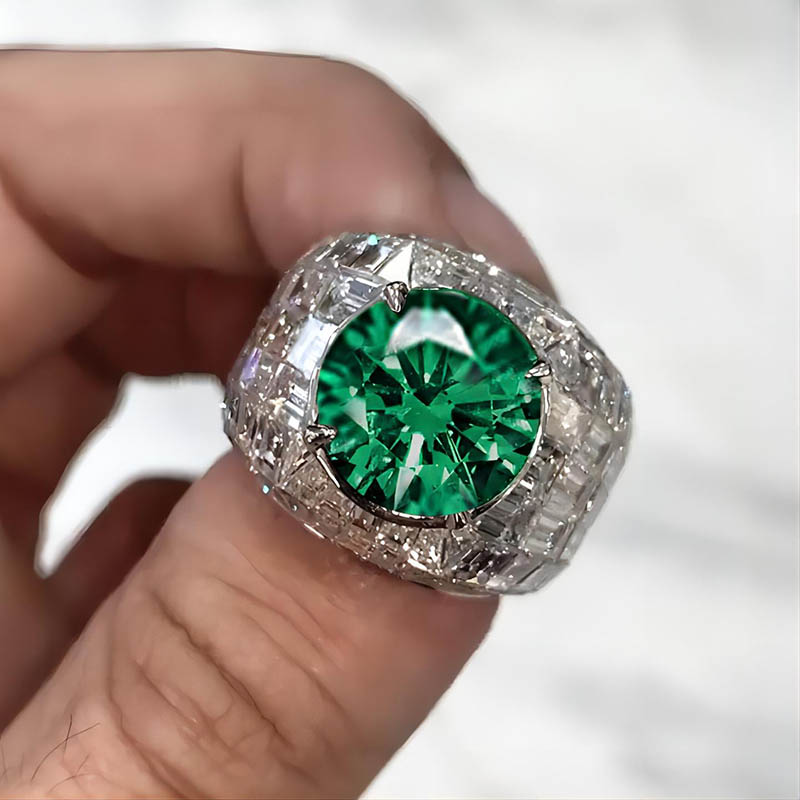 5.8 Ct Round& Emerald Cut Ring Bold Statement Style With Street Luxury - Image 8
